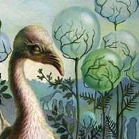 Strange Flightless Birds Wandered the Hills  - oil on canvas 50cm x 40cm 